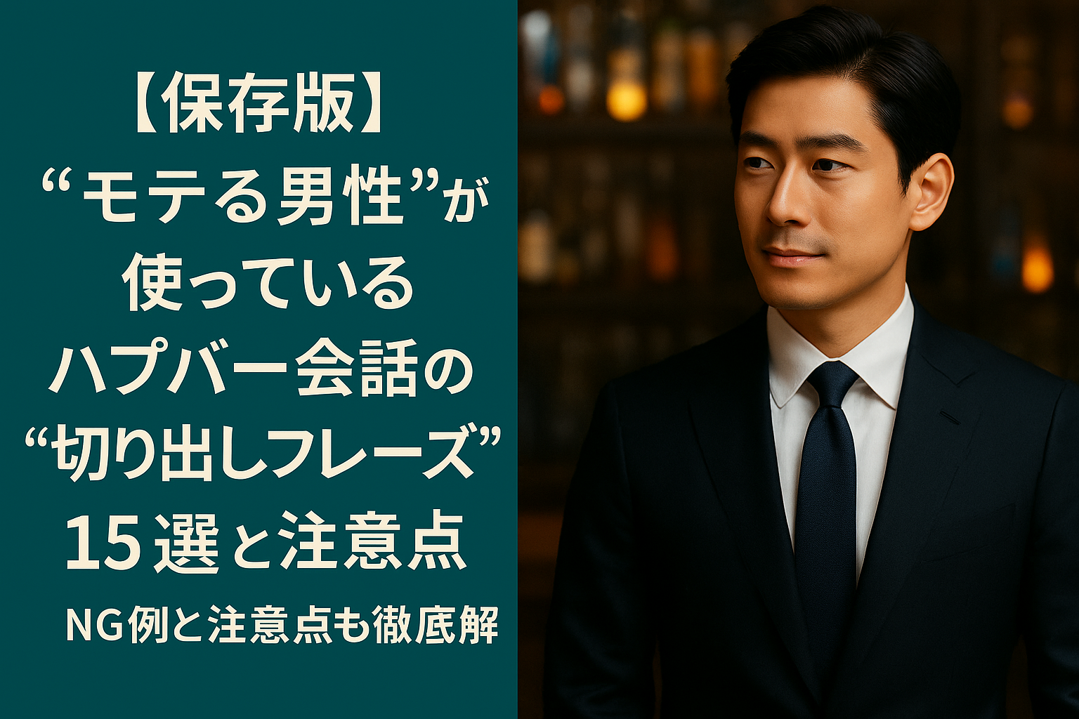【保存版】“モテる男性”が使っているハプバー会話の“切り出しフレーズ”15選
〜NG例と注意点も徹底解説〜