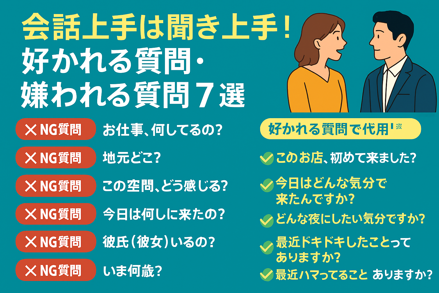 「聞く力」で好かれる!ハプバーでの“好かれる質問”と“嫌われる質問”完全ガイド