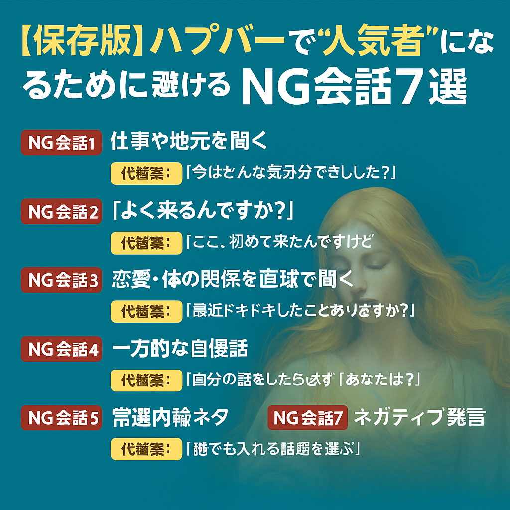 【保存版】ハプバーで“人気者”になるために避けるべきNG会話7選 ~REDDRAGON難波店・ROMANTICでの実践マニュアル~